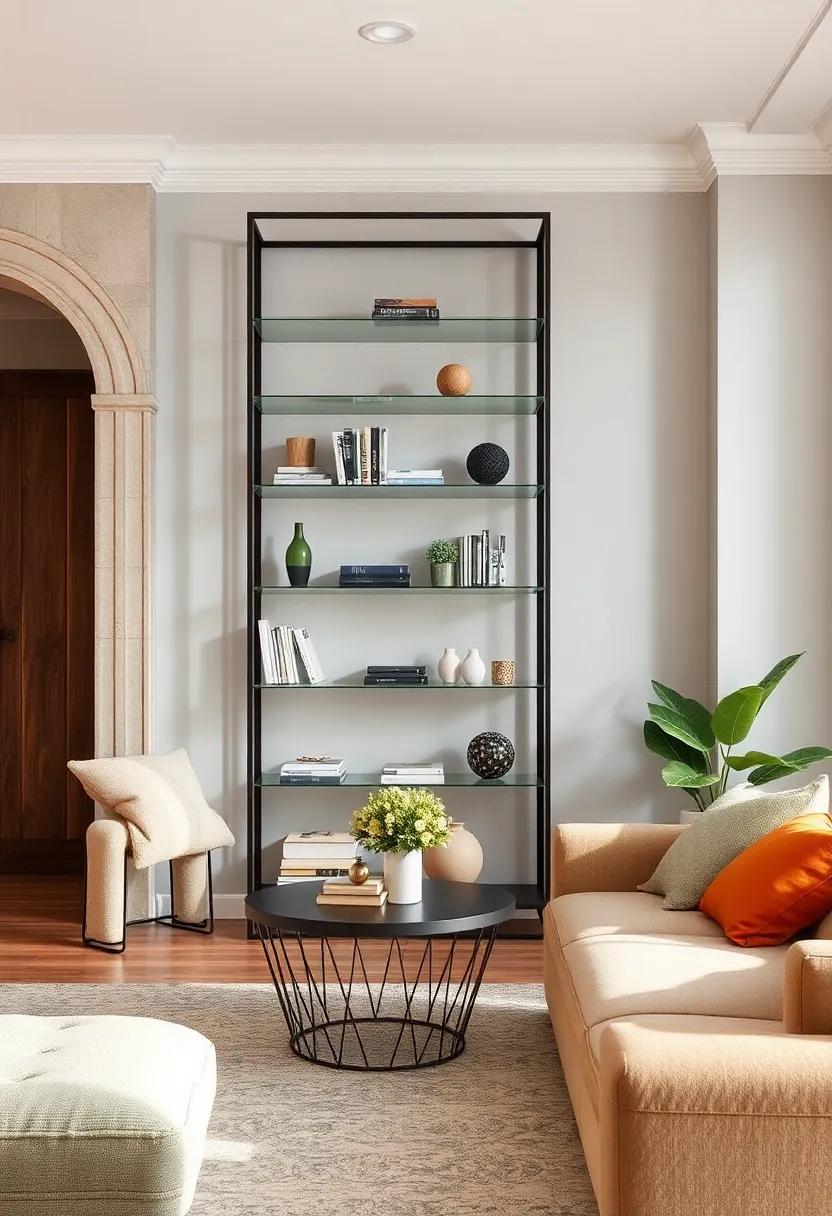 Finish off with ‌a​ chic, vintage metal frame⁣ bookcase‌ that encapsulates a modern industrial vibe, ‍with glass shelves⁢ for‌ a fresh and stylish look