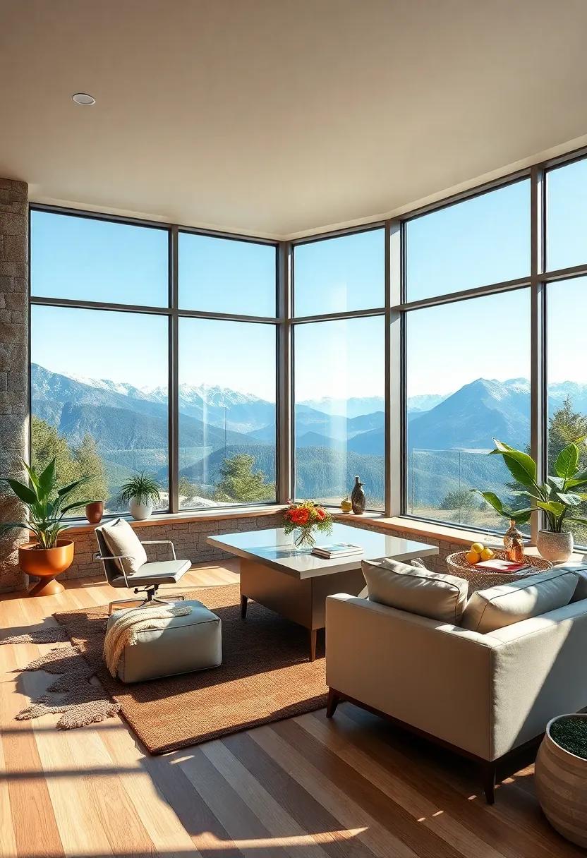 Mountain ‌View Motivator: A home office with large windows‌ that showcase breathtaking mountain⁢ vistas, ⁤providing inspiration and major‍ motivation⁤ to ⁤tackle ‍the day