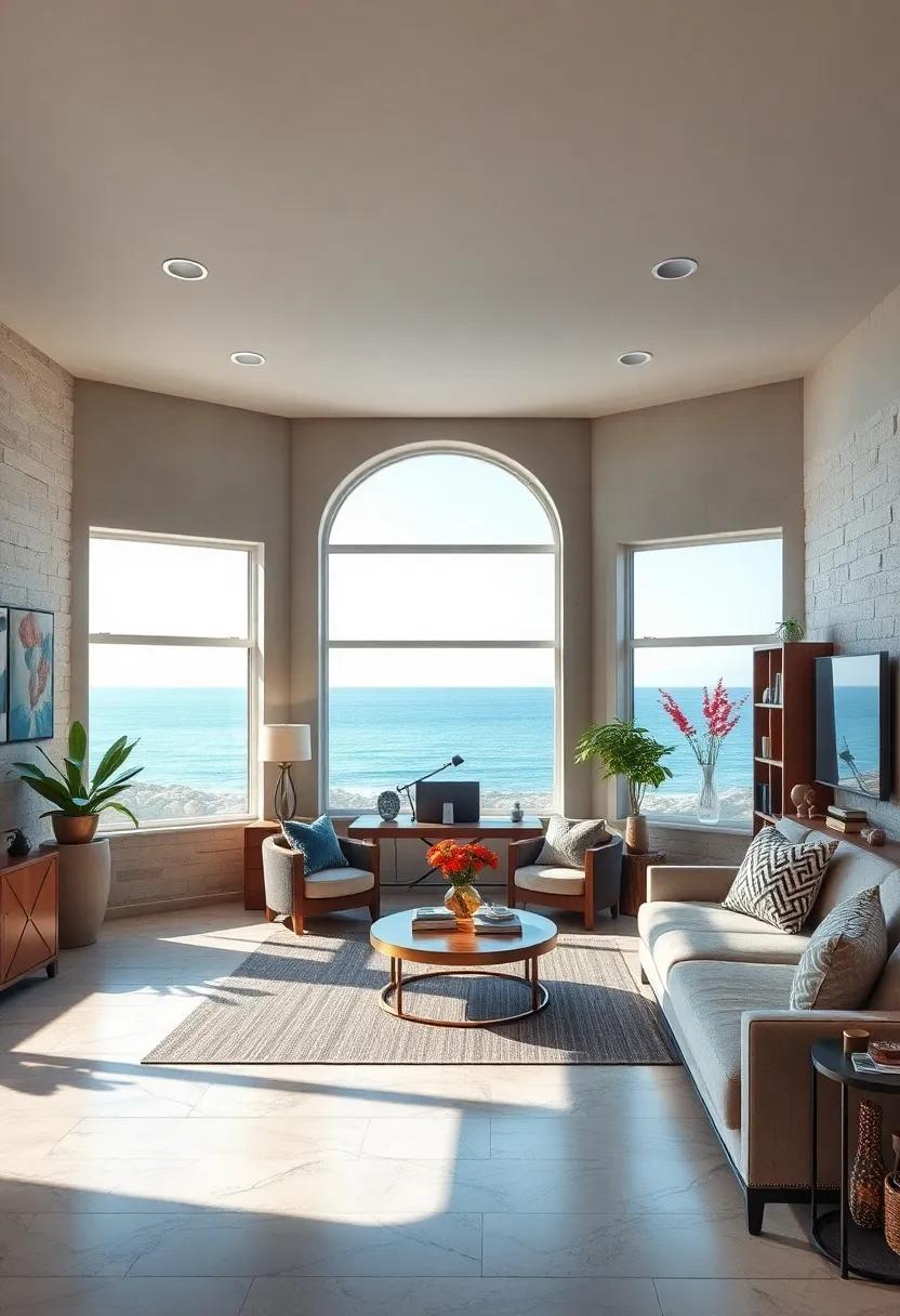 Coastal Calm:​ A seaside-inspired office with panoramic windows⁢ that capture stunning ocean‌ views, infusing the space with a tranquil ambiance