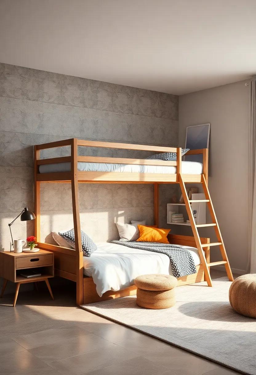 Bunk Bed⁣ with ⁣Play Area: Ideal for‍ kids’ rooms, create a bunk bed setup with a cozy play zone beneath‌ for imaginative‌ adventures