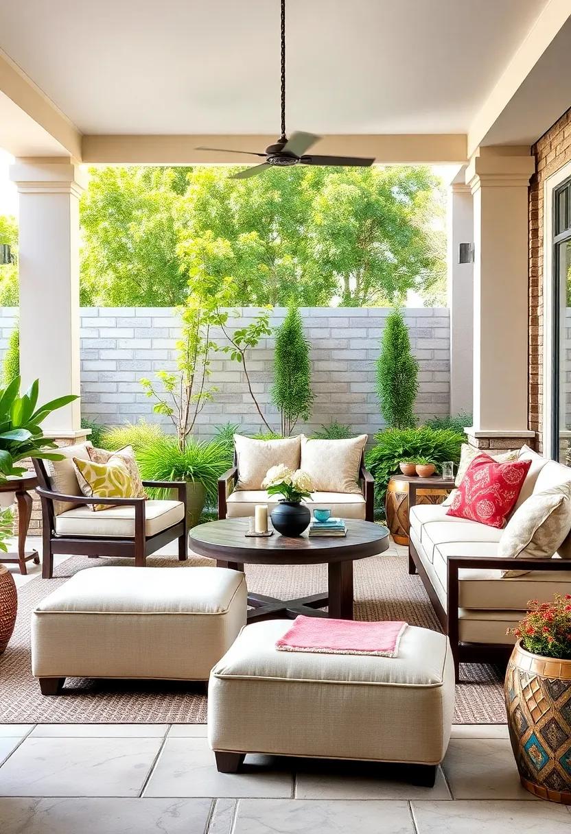 Timeless ⁣Tradition: Revel in classic design with a traditional patio set complemented by elegantly upholstered ​ottomans that provide comfort ⁤and style