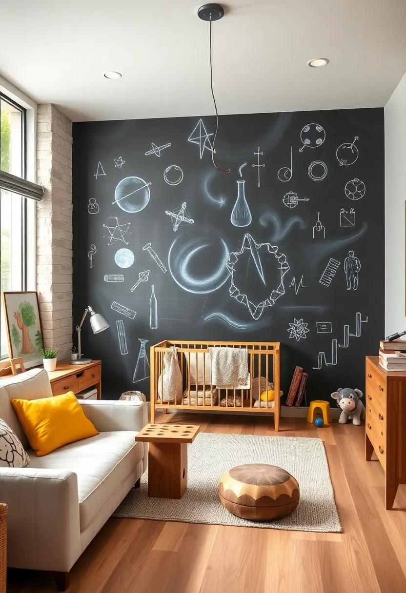 Chalkboard Wall: Paint one wall with⁤ chalkboard ‌paint for drawing, writing, ⁢and ​expressing scientific ideas and theories as they grow