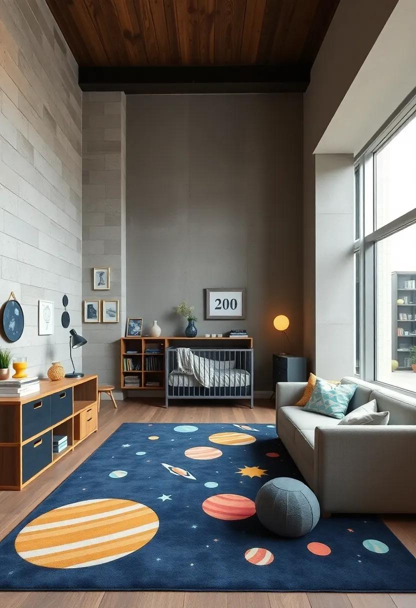 space-Themed Carpet: Choose a playful‌ carpet depicting planets or outer​ space scenes ‌for ‍a ⁢cozy and stimulating play area