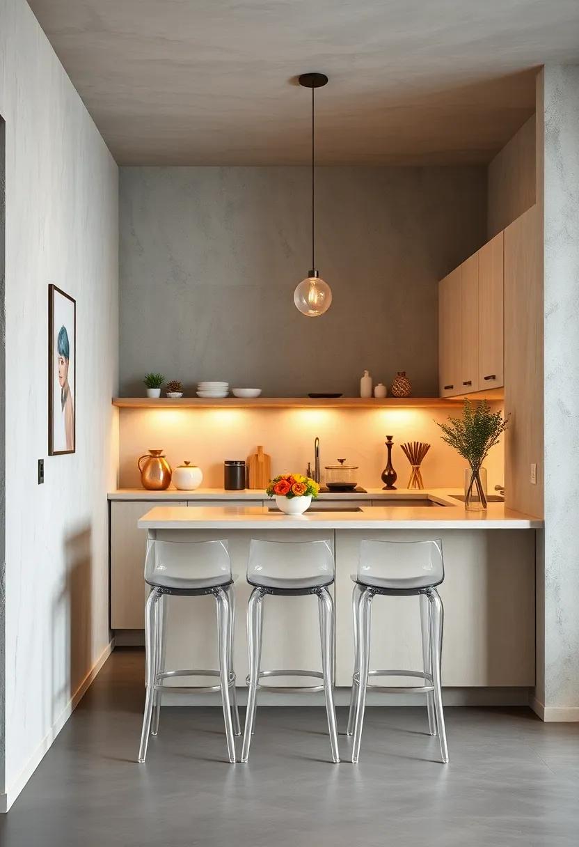 Opt for transparent acrylic stools‍ to maintain an⁤ airy ‍feel ‌in your‍ small kitchen