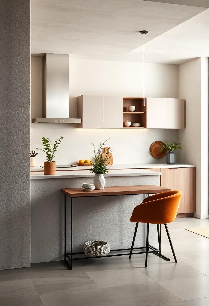 Select ‌a slim console table as a breakfast bar alternative for those tight on‍ space ​while ​keeping style in mind