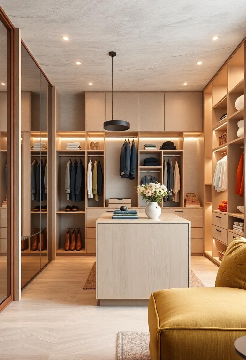 The‌ Versatile Island:⁢ Incorporate a ⁣central island in your wardrobe that serves ⁤as a folding station and additional storage