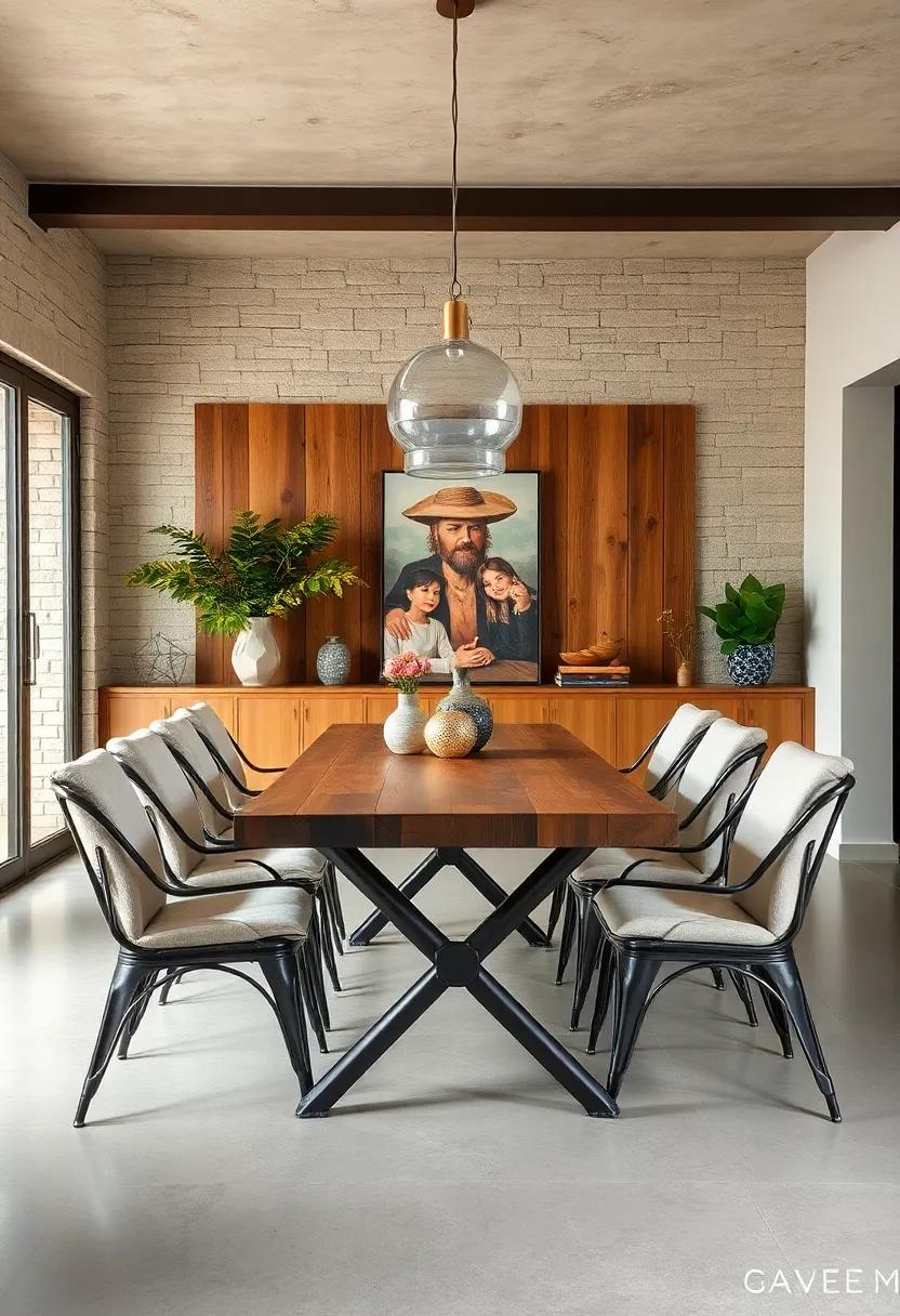 Rustic charm: A reclaimed wood table paired with industrial metal chairs creates an inviting yet edgy​ atmosphere ⁢perfect for family gatherings