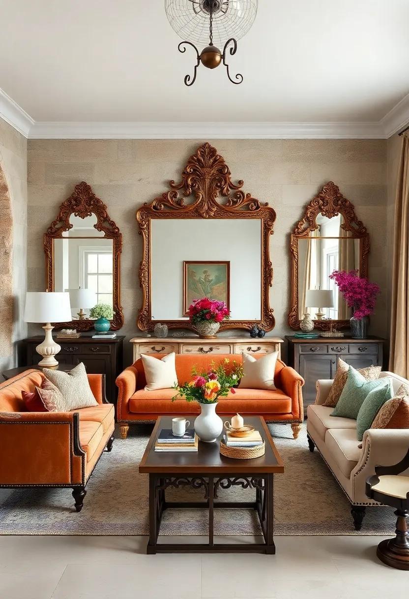23 Stunning French Country Living Rooms Featuring Ornate Mirrors for Timeless Elegance