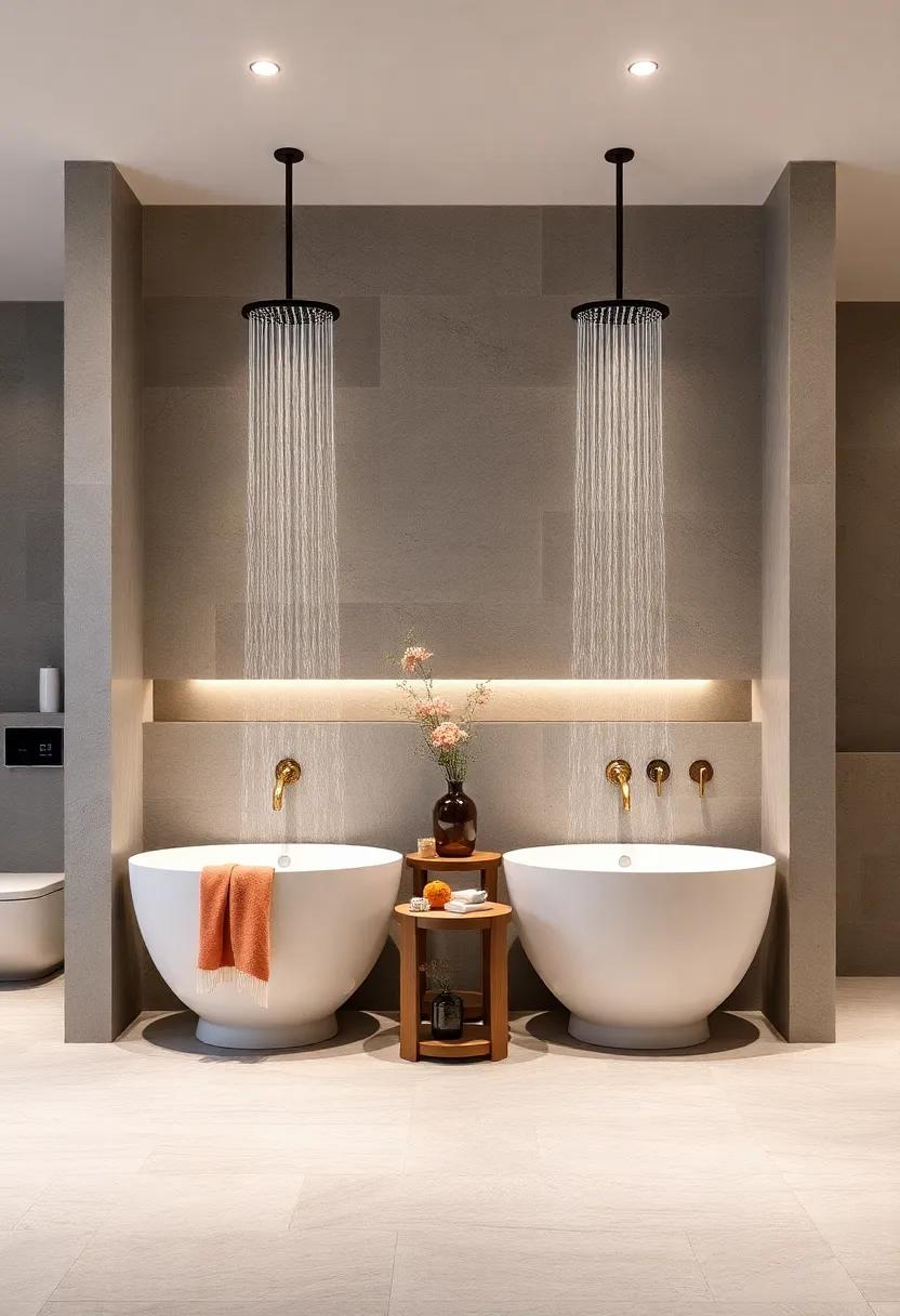 monochromatic Magic: Achieve ⁣a sophisticated look ⁢with a monochromatic color scheme that harmoniously blends dual showerheads with surrounding decor