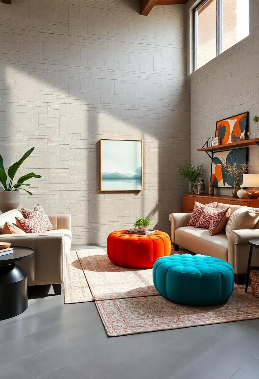 Boldly ​Colored Ottoman with a Neutral Sofa: An accent piece that adds flair​ and functionality, ‍complementing your main seating effortlessly