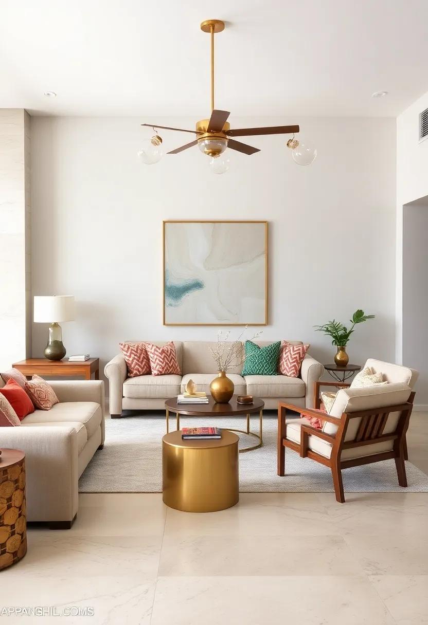 Art Deco Sideboard and Contemporary Art Prints: Elevate your living room by combining geometric elegance with bold, modern⁤ artwork that breathes life into your space