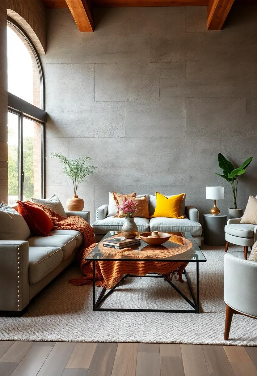 Sleek Glass Coffee Table with a ⁤Textured Knit Blanket: Achieve a fresh look by mixing‌ fine materials with comforting textiles for a chic but cozy atmosphere