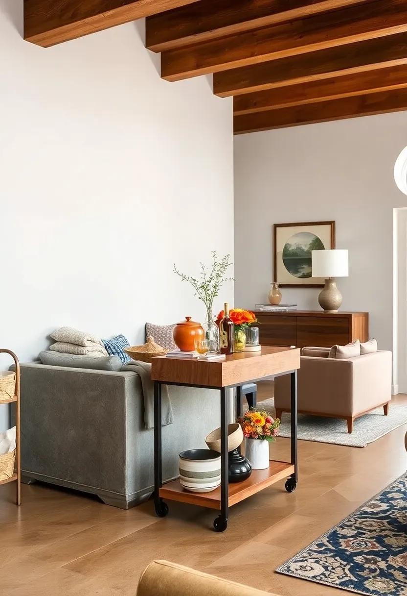 sleek Metal Bar Stools with a Rustic Wood‌ Bar Cart: Highlight the best of both worlds in your entertaining space; a​ modern edge meets charming craftsmanship