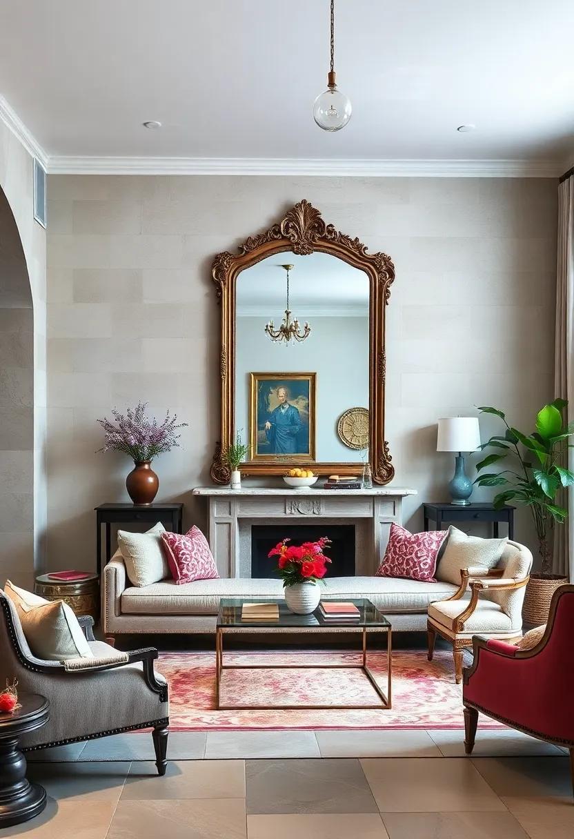 Discover how an oversized ornate mirror can ‍serve as a stunning focal point,⁢ bringing both light and elegance to a cozy French-inspired sitting⁢ area
