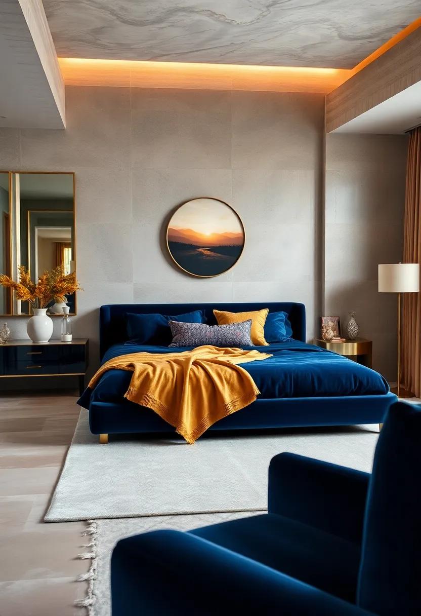 Incorporate a gold coffee table in front ​of a ⁤soft blush velvet sectional for a harmonious blend of color⁢ and material