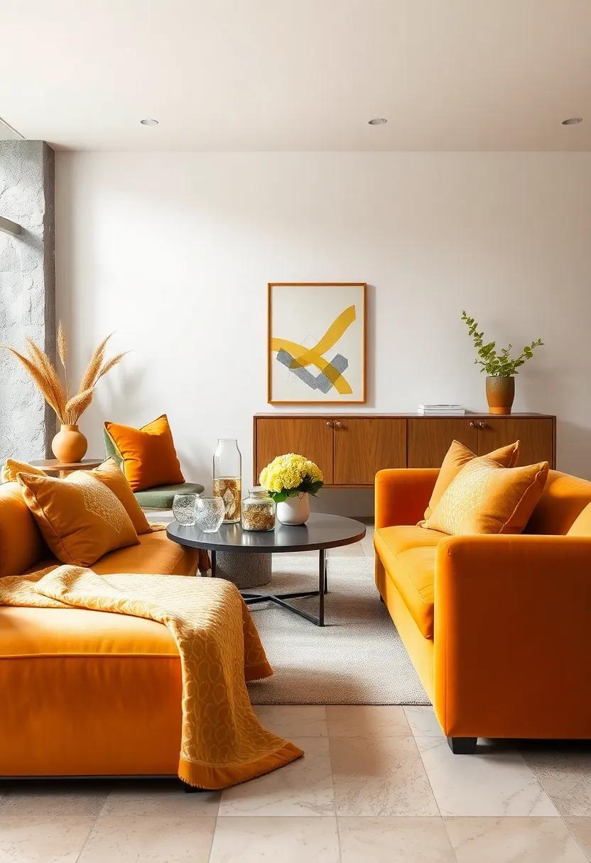 Mix​ patterns⁣ by ​combining a geometric gold-print throw blanket with solid-colored velvet furniture for a modern twist