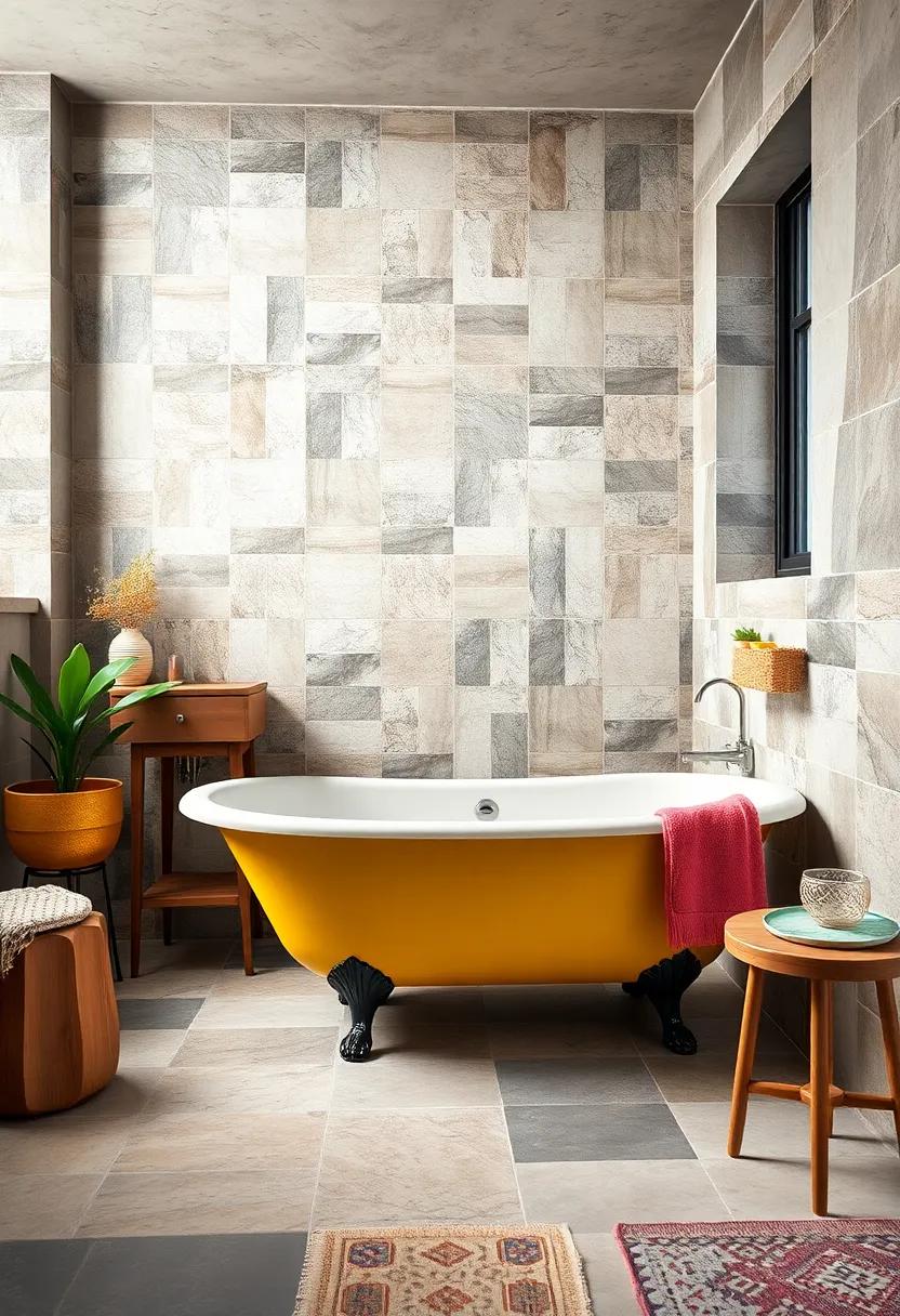 Eclectic ​Mix: Mismatched tiles and a brightly painted clawfoot tub create⁤ an inviting space that celebrates individuality and creativity