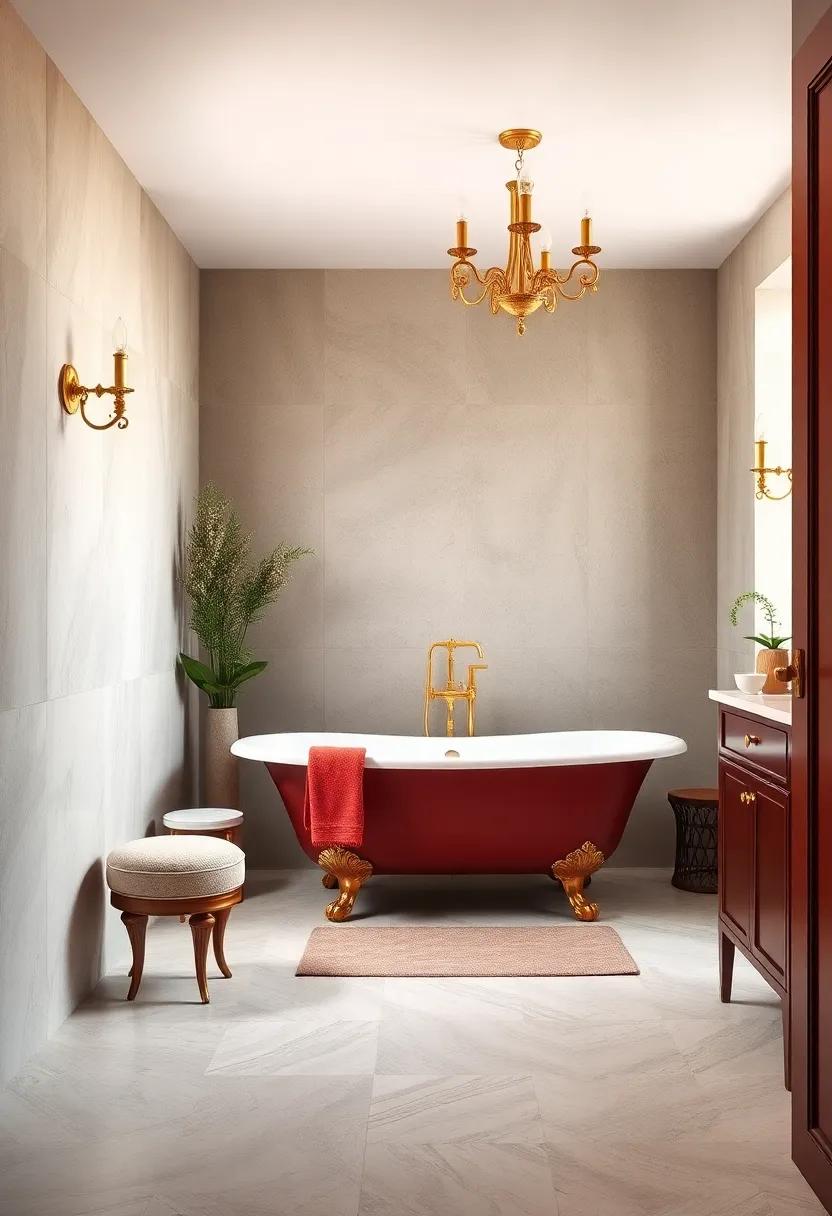 Vintage Glamour: ⁣Ornate gold accents ⁣and a rich jewel-toned clawfoot ‌tub⁢ make this bathroom feel⁣ like an exquisite, time-honored ⁤escape