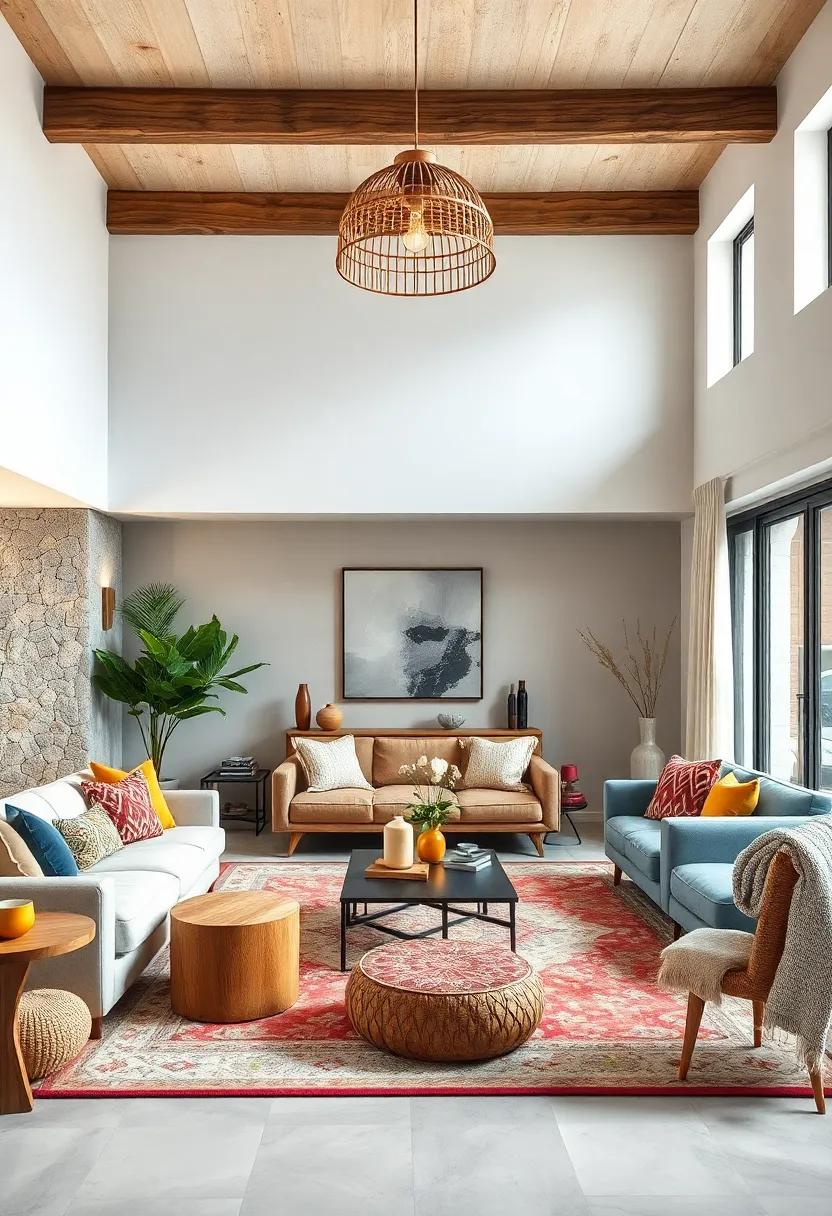 Choose Statement Lighting: Select unique light fixtures, such as ⁤pendant lamps⁢ made from natural materials,‌ to serve as focal points in the room