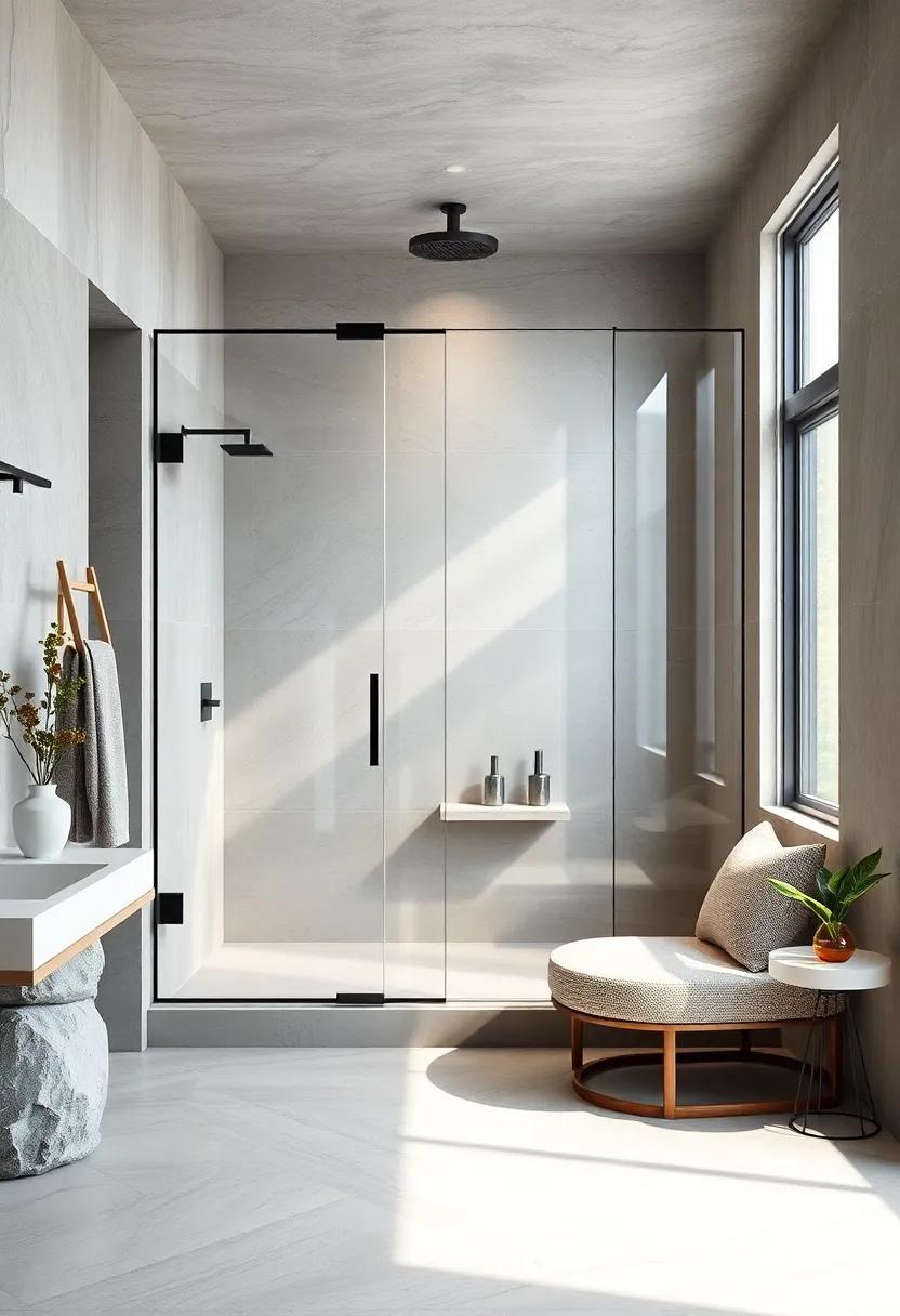 Embrace ⁣Elegance: showcase ‍a⁢ minimalist shower design with frameless glass walls that⁢ allow natural light to flood the space, creating an airy⁣ feel