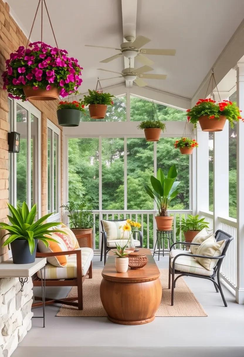 Incorporate Hanging Baskets: Suspend colorful hanging baskets from the ceiling⁤ or railings for an enchanting, layered effect
