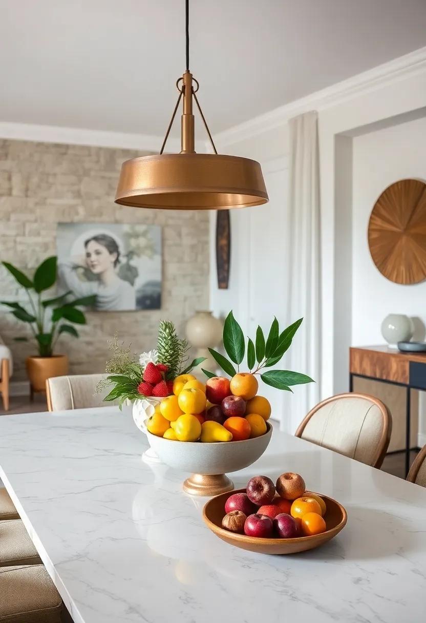 Artistic Fruit Displays: Arrange⁢ seasonal fruits in decorative ‍bowls as⁢ part‌ of your dining room decor for color and⁣ flavor