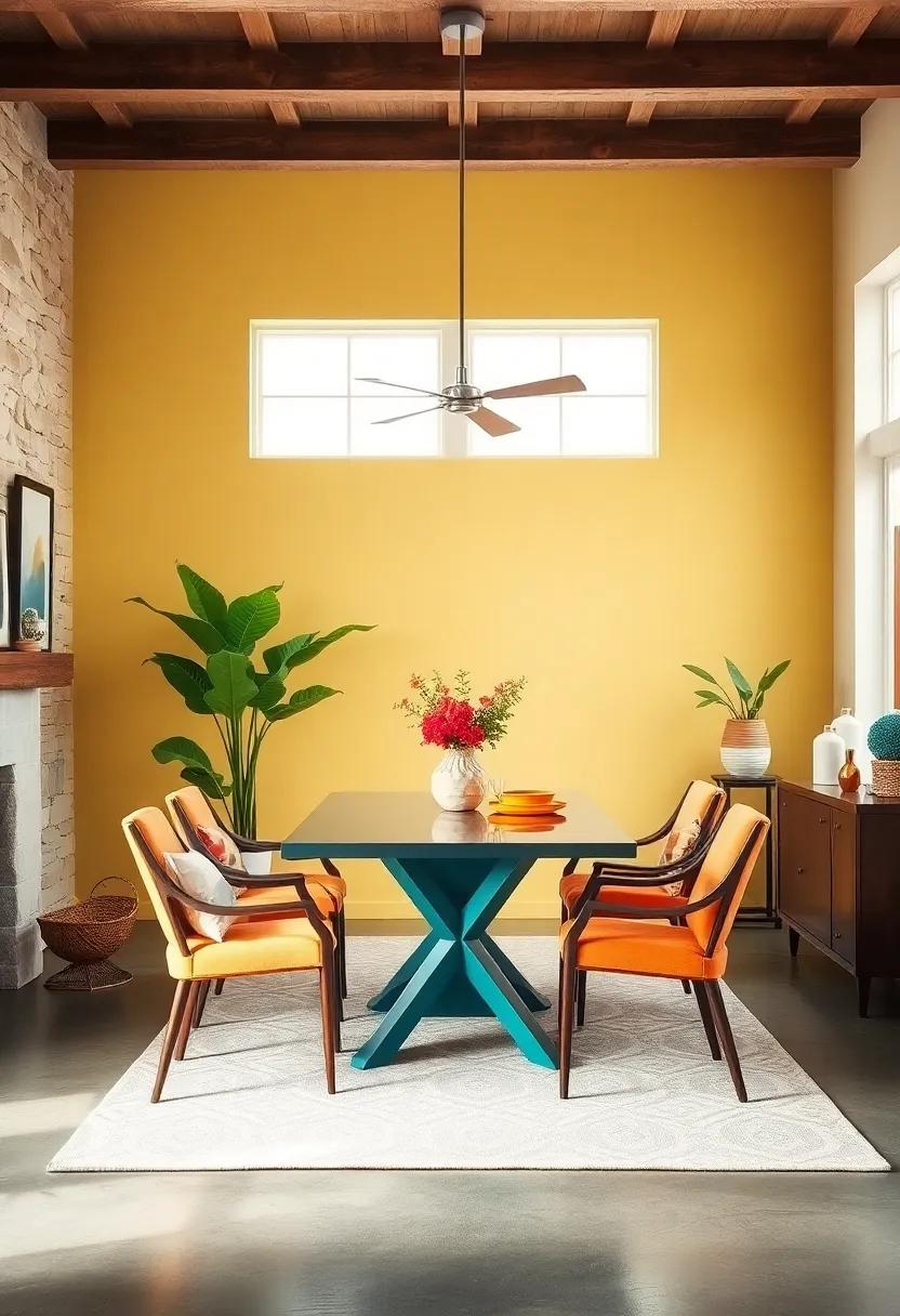 Color Pop Paint: Paint​ an accent ‌wall in⁢ a bright, cheerful‌ color‌ to ‌invigorate the dining⁢ room without overwhelming the ⁤space