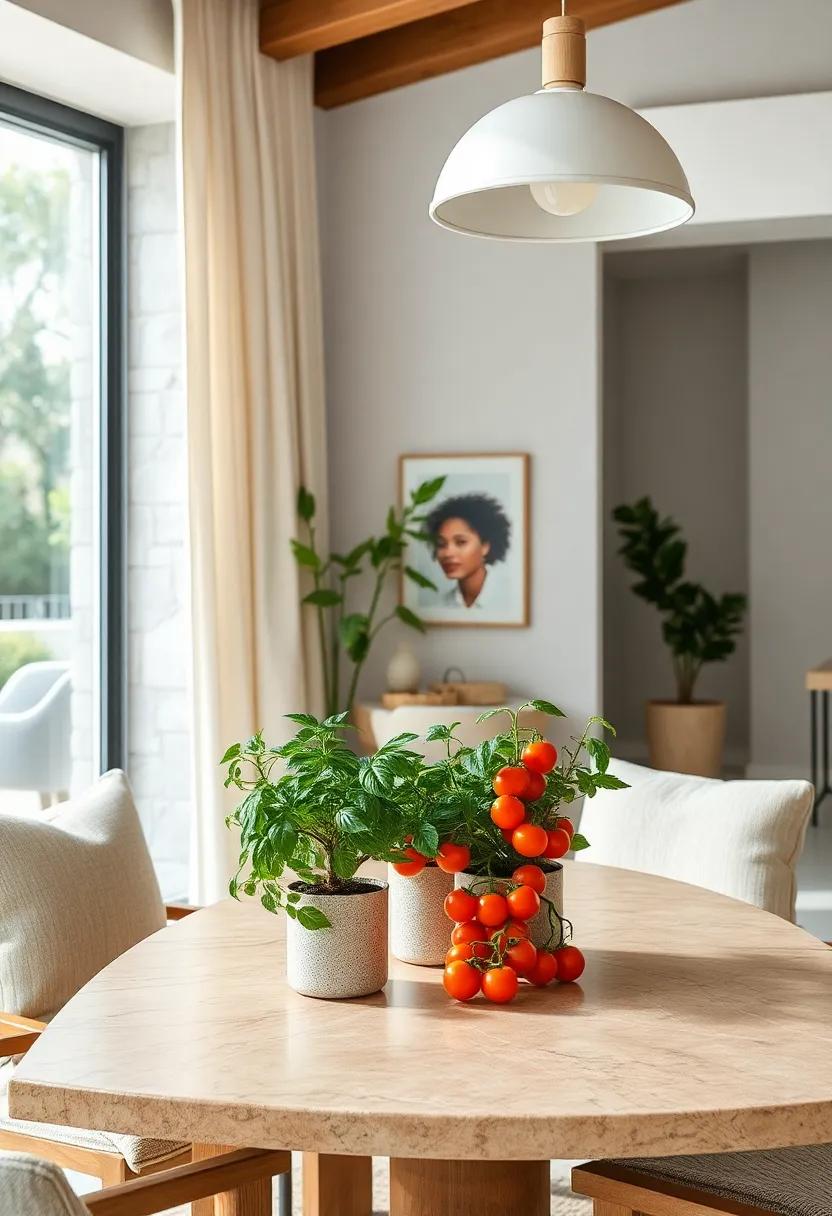 Indoor Vegetables: Grow small‍ vegetable ⁤plants like‍ tomatoes or chilies in decorative pots to ⁣bring⁤ kitchen-fresh ‌dining to the table
