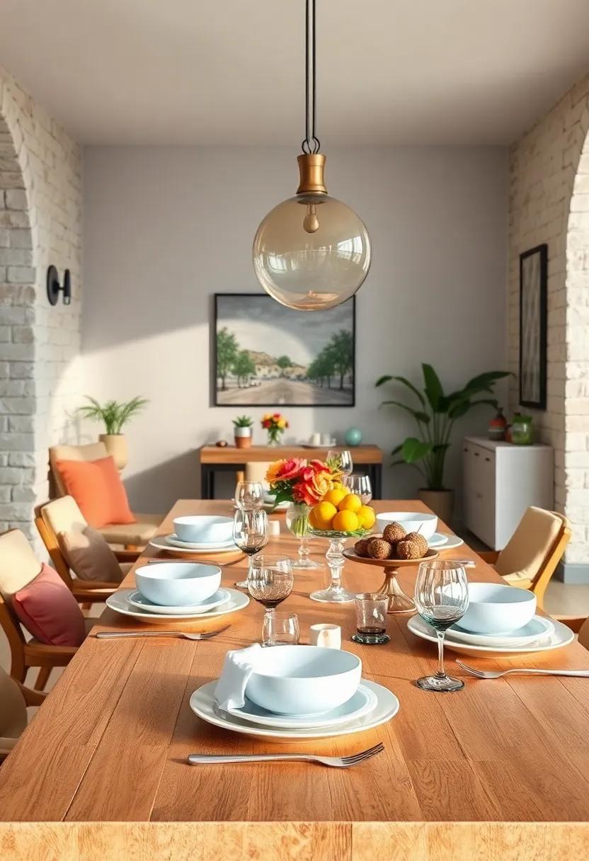 Playful⁢ Place Settings: Mix and match mismatched plates ⁢and cutlery for a whimsical, ​casual dining atmosphere