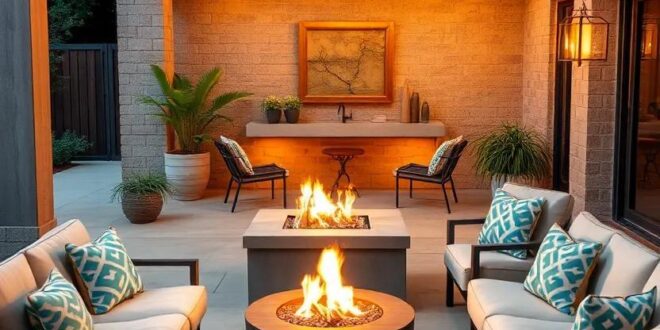 25 Stylish Patio Lounges Featuring Fire Pits as Cozy Focal Points