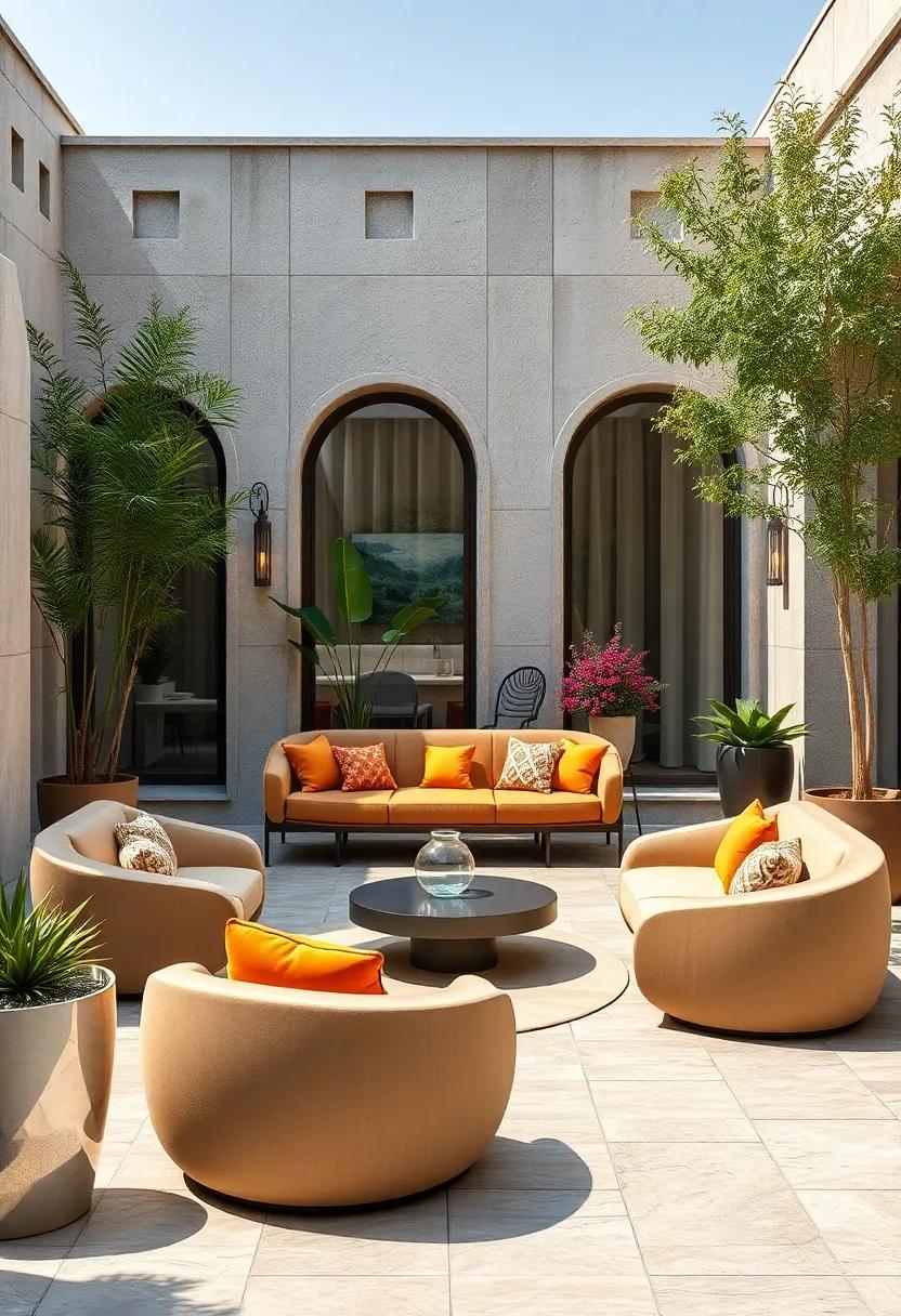 Sculptural ⁢Seating: ⁣An outdoor area showcasing architecturally designed seating that‍ doubles ⁣as artwork, merging comfort with ⁢aesthetically pleasing design