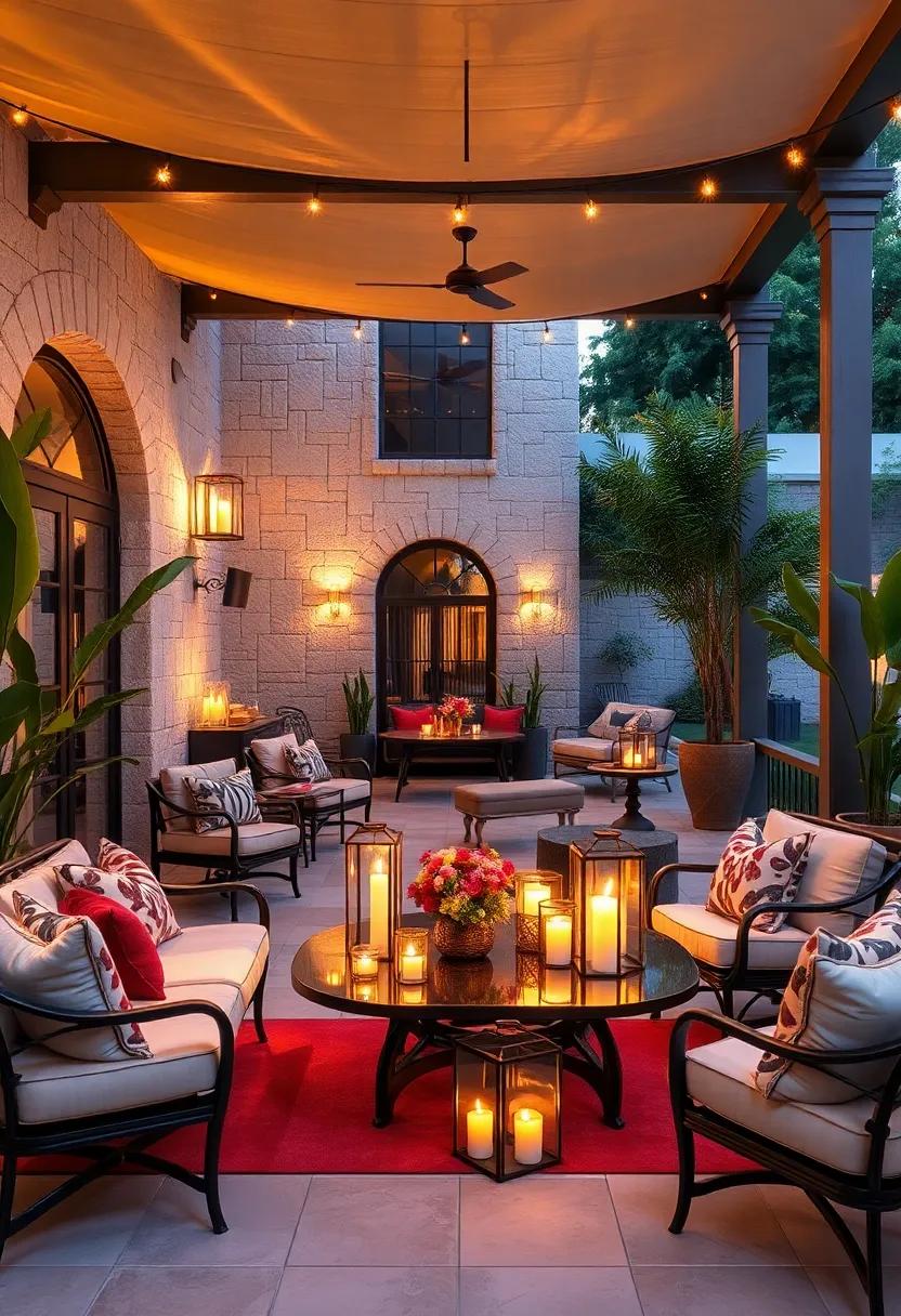 Lantern-Lit​ Evenings: ​An ⁣outdoor dining​ area⁤ adorned with whimsical lanterns ⁤as centerpieces, enhancing the ambiance⁤ for candlelit‍ dinners under the ⁤stars
