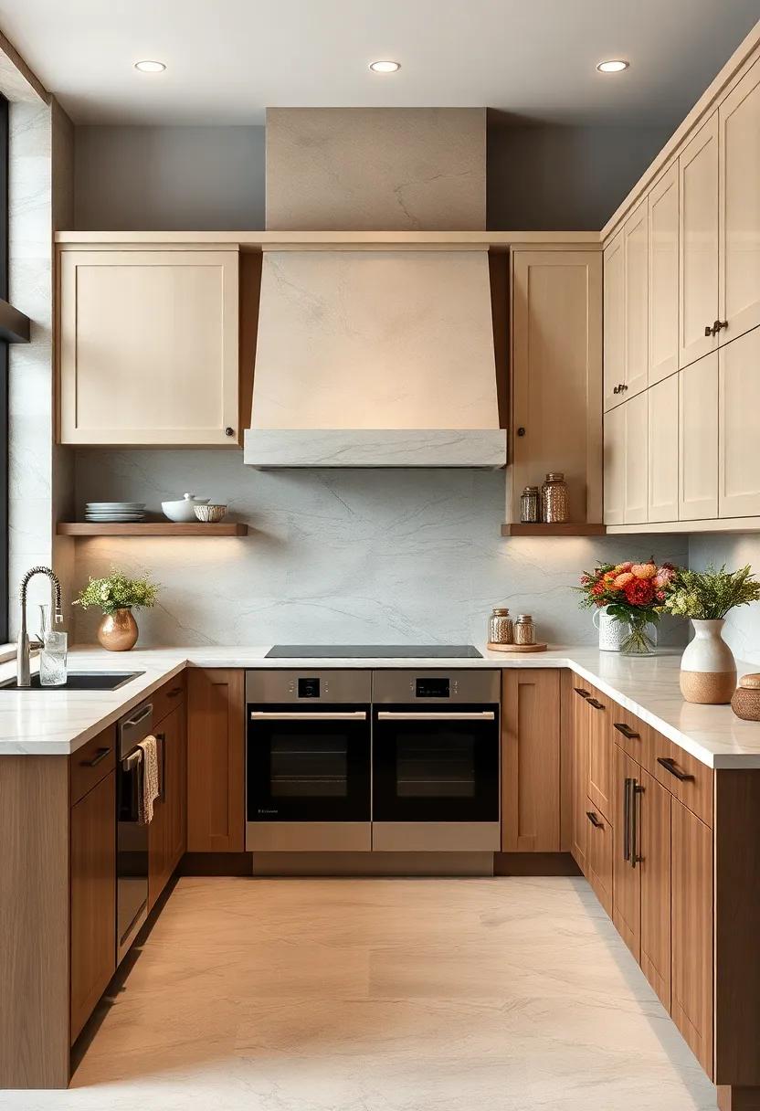 A Touch of Glam: Add crystal or glass elements, like vases or candle holders, to introduce a sparkle that elevates your beige kitchen's elegance