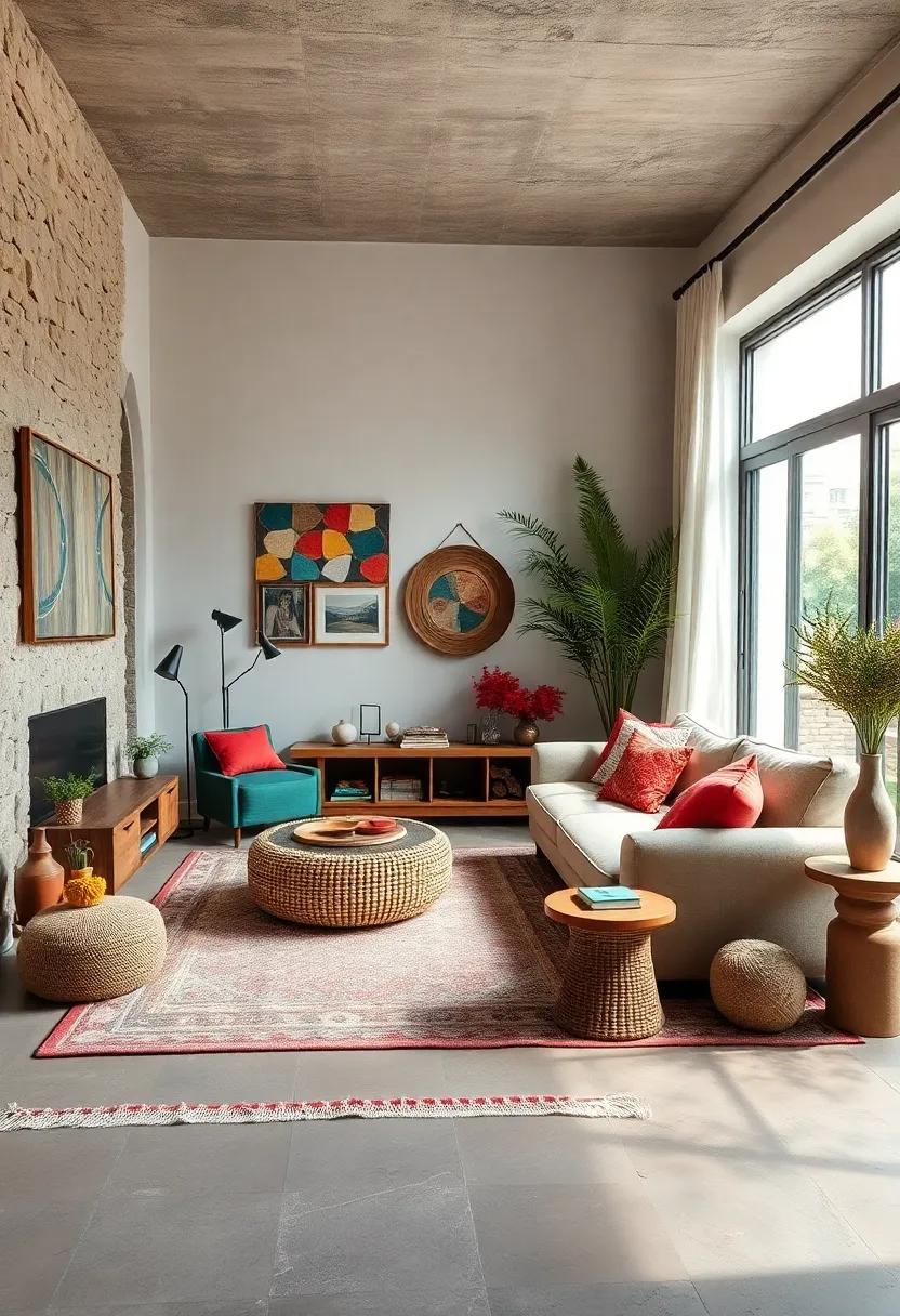 Eclectic Rugs: Layer different textures and patterns with handmade rugs to define areas in your space and add coziness