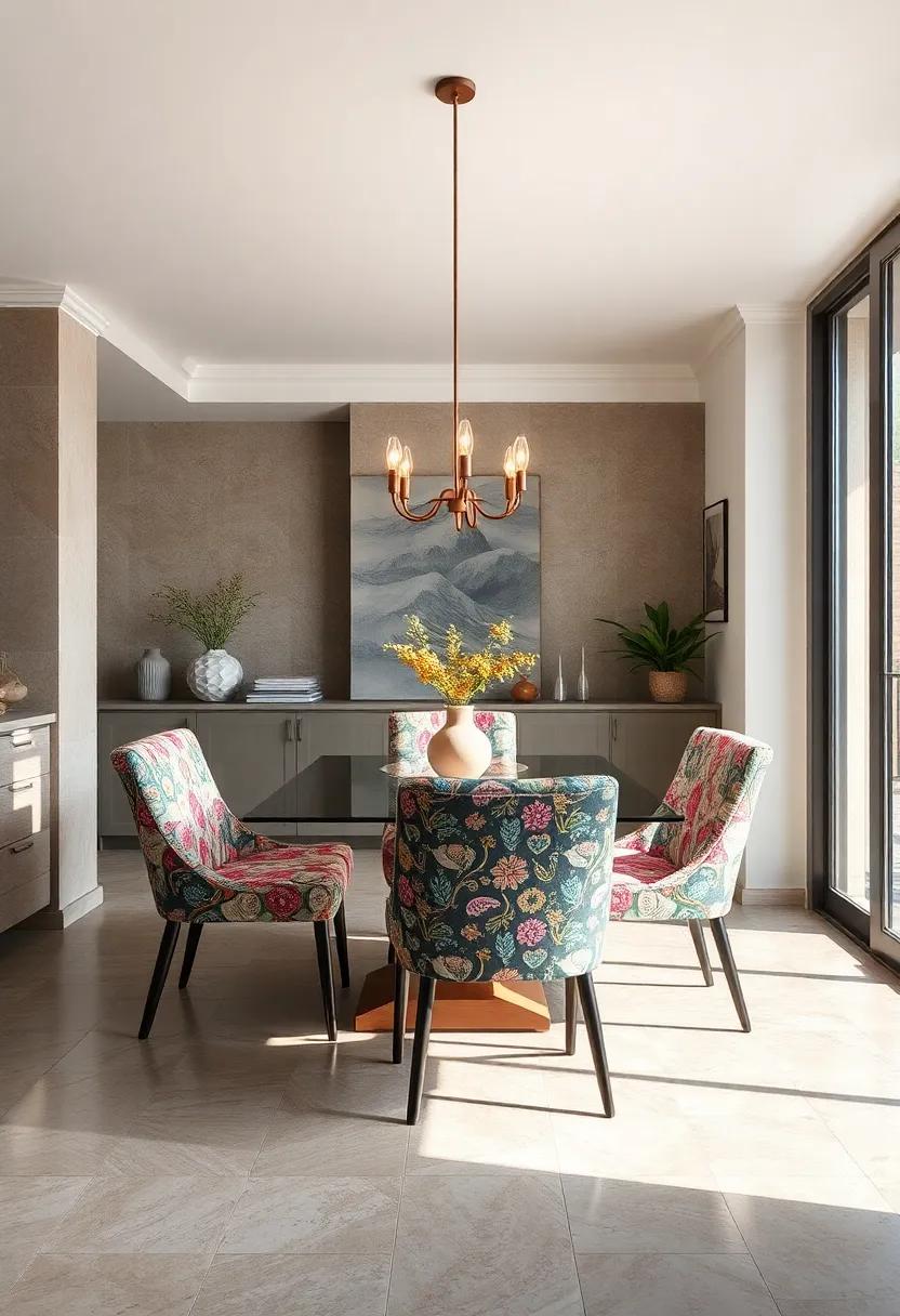 Multi-Print Dining Chair: Opt‍ for dining‌ chairs covered in⁤ various fabrics for ⁤an inviting and whimsical⁤ dining experience