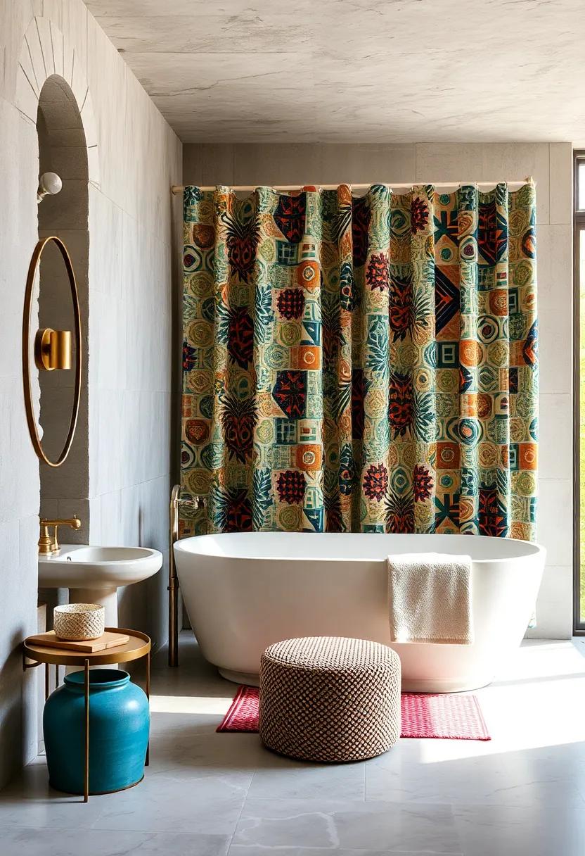 Playful Shower Curtains: Transform your bathroom with a bold, patterned shower curtain that ​serves as a style statement