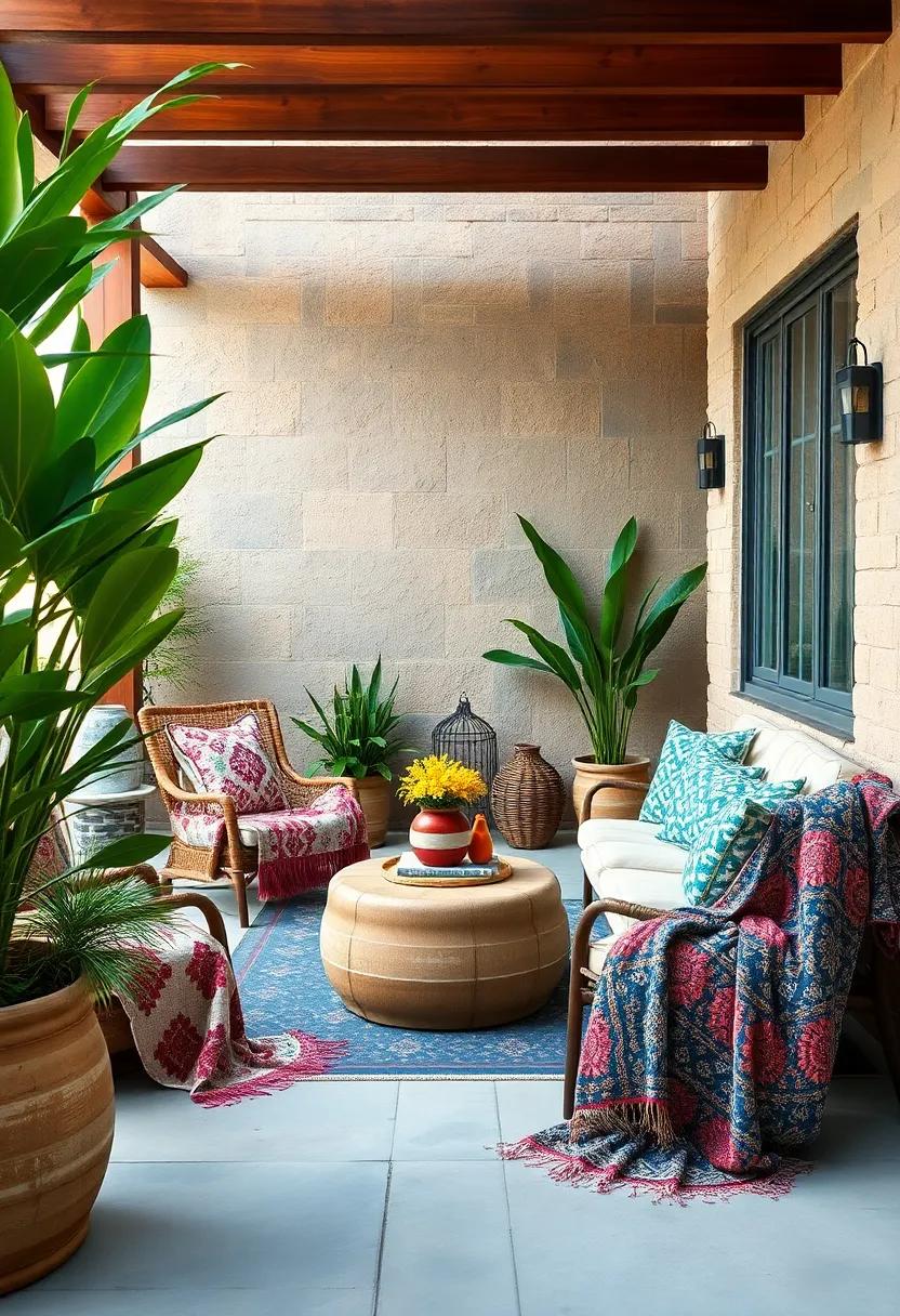 Artisan Touch: Use handmade blankets with unique patterns to add a personal and artistic flair to your patio decor