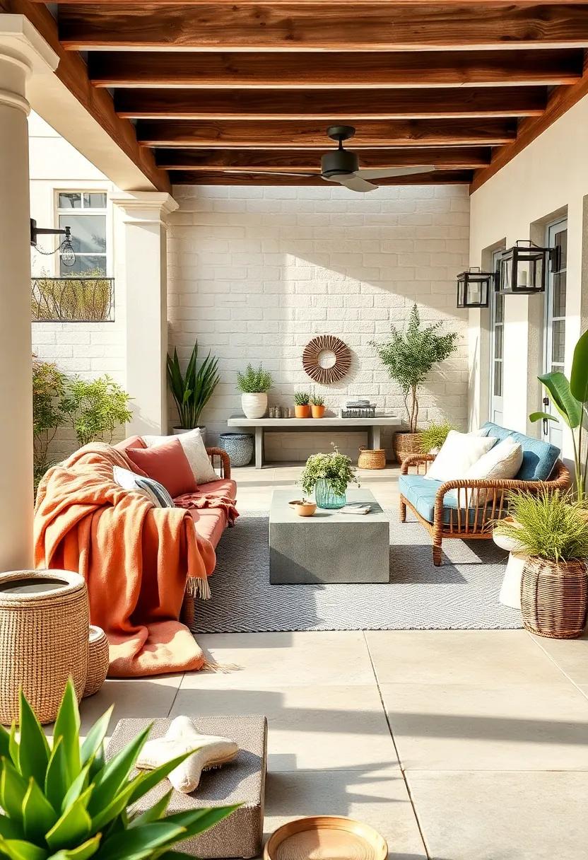 Coastal Calm: Integrate soft, sandy-colored blankets and sea-inspired decor for a beachy-blue atmosphere that’s refreshingly breezy