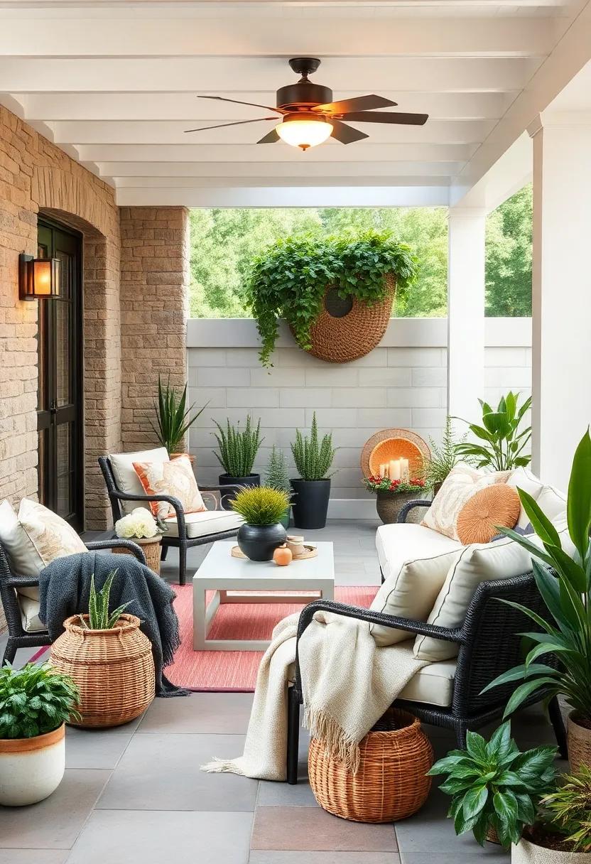 Creative Storage: Use decorative baskets to store extra blankets conveniently, ensuring your patio is ready for unexpected chill