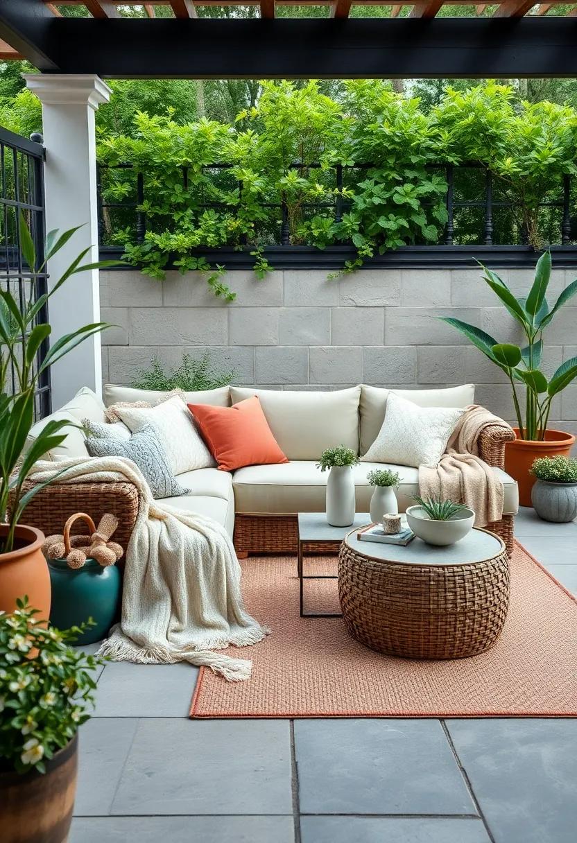Garden Lounge: Set up an outdoor sofa or daybed bedecked with cozy throws, making it the ideal spot for afternoon naps in the garden