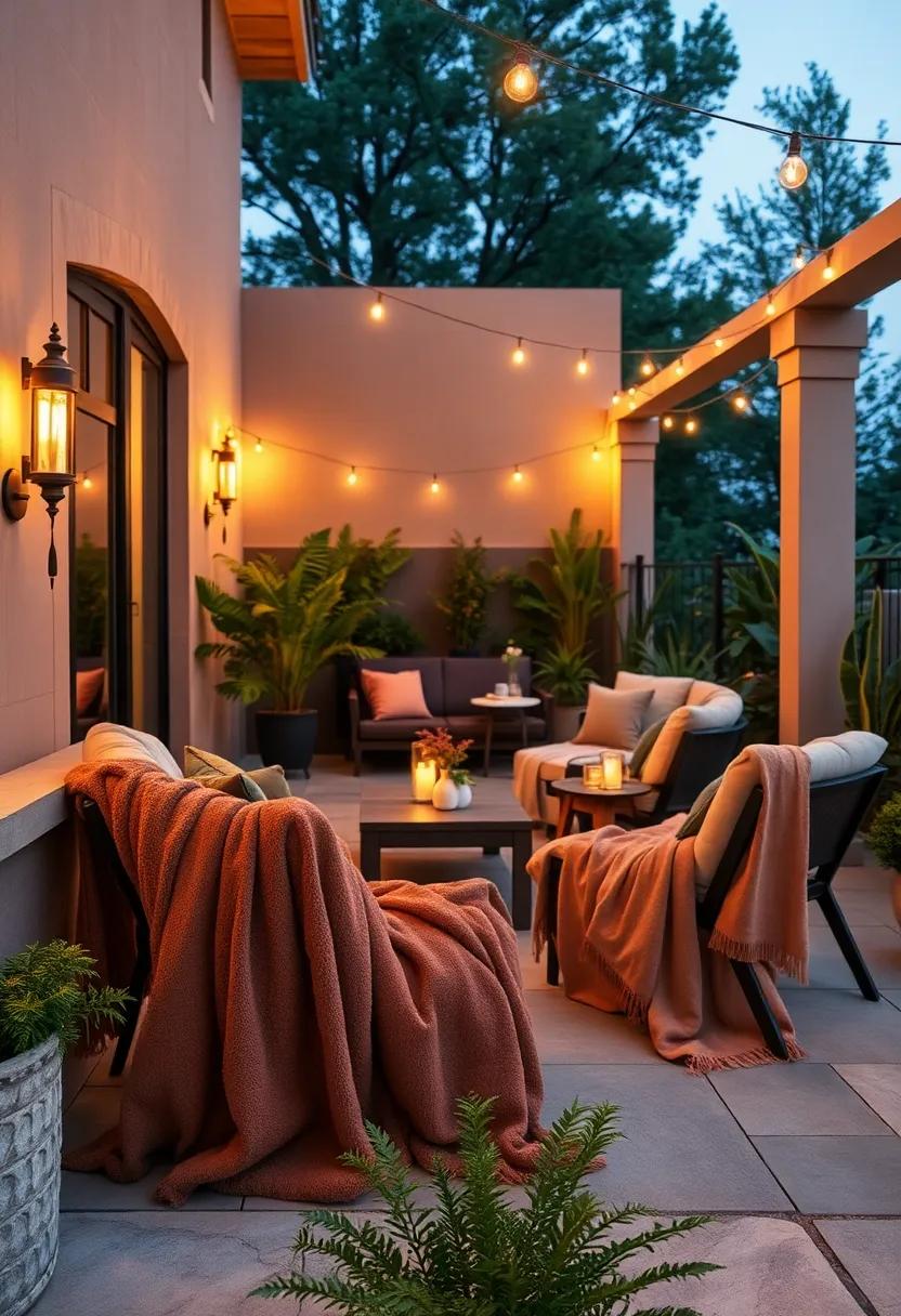 outdoor Movie Night: Drape plush blankets over lounge chairs and arrange a projector for a cinematic experience under the stars