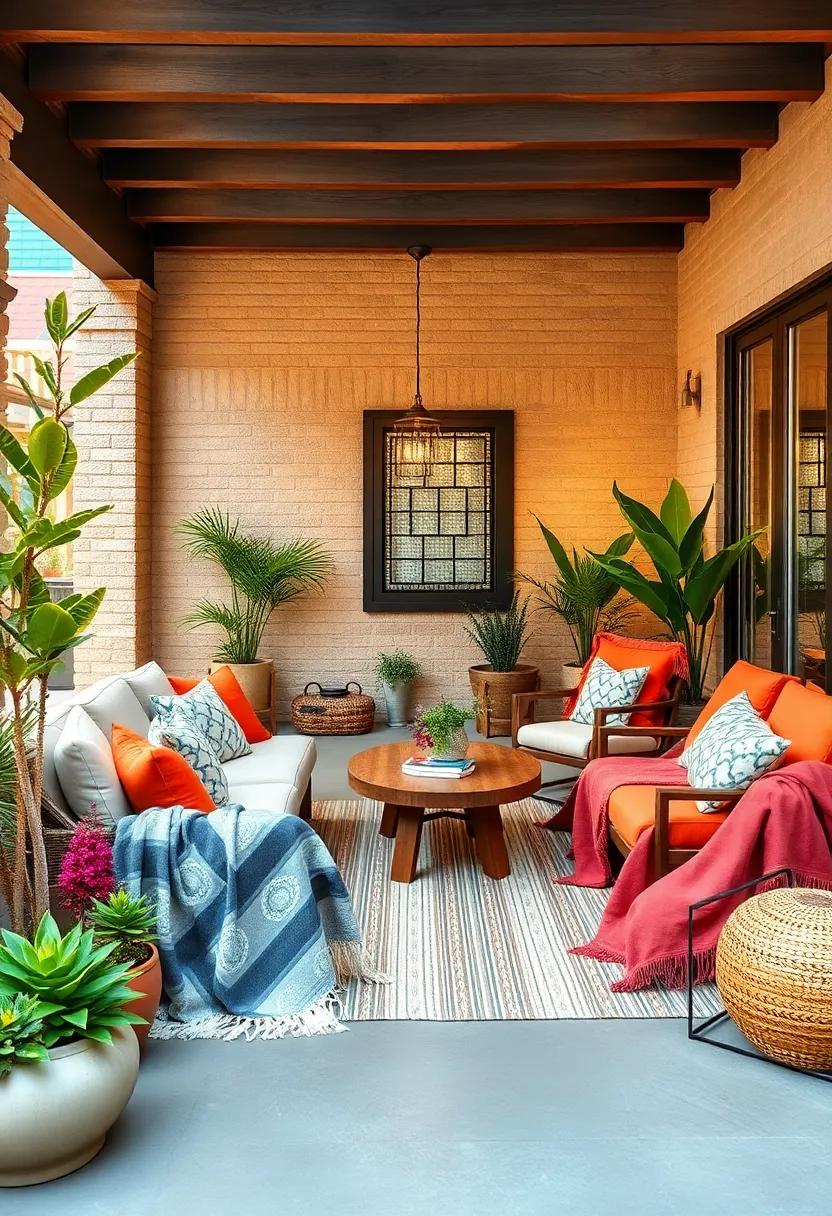 Themed Layers: Choose blankets that match your patio's theme, whether it's tropical, vintage, or mid-century modern, for cohesive decor