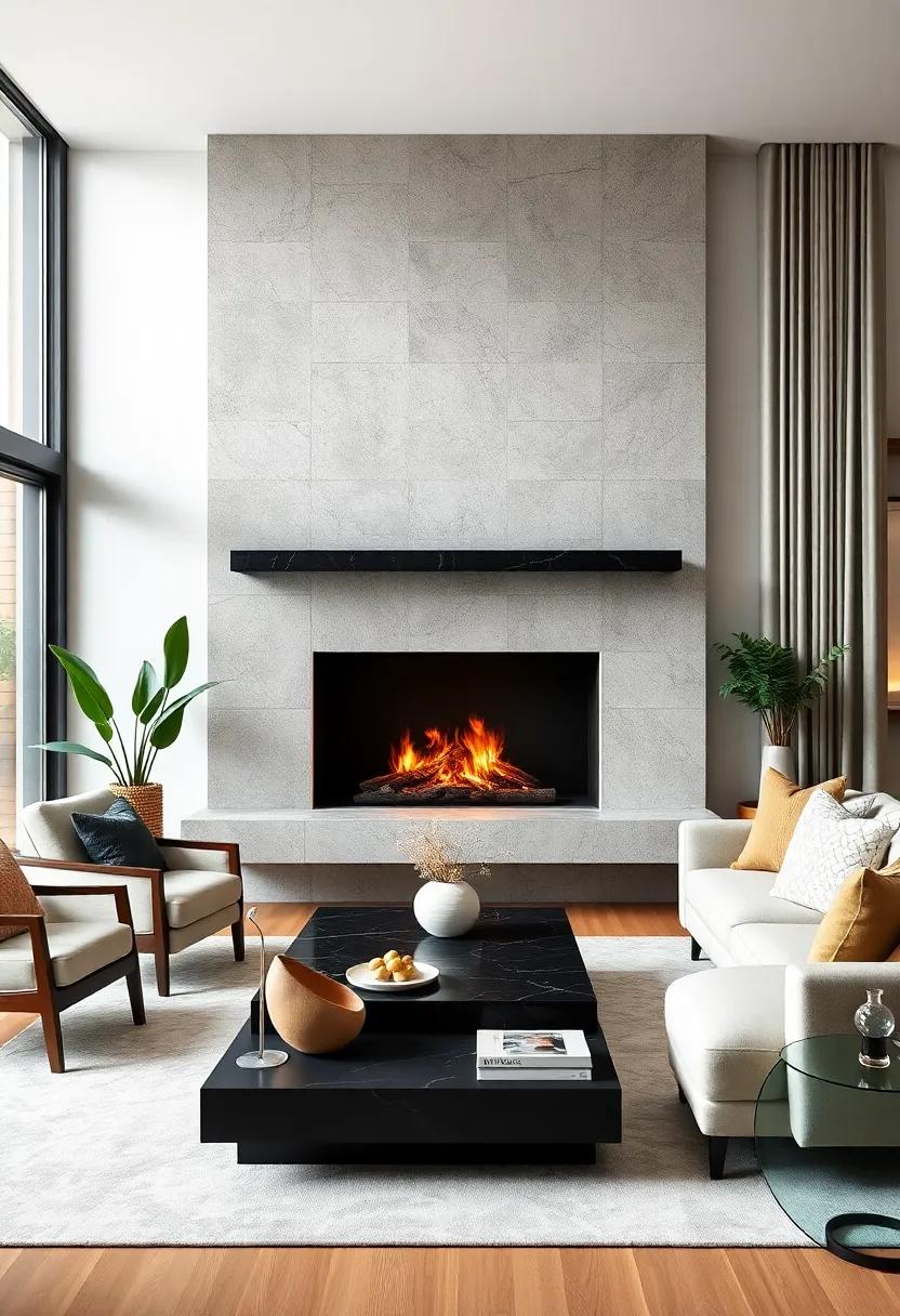 Sleek black Marble: A minimalist black marble floating mantel can add a touch of luxury and sophistication to ‌your living area
