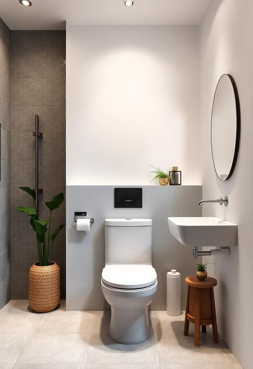 revamp Toilets: Go for a sleek⁢ gray toilet ​that compliments white ⁣walls, transforming⁣ a basic​ necessity⁣ into a stylish ‌statement piece