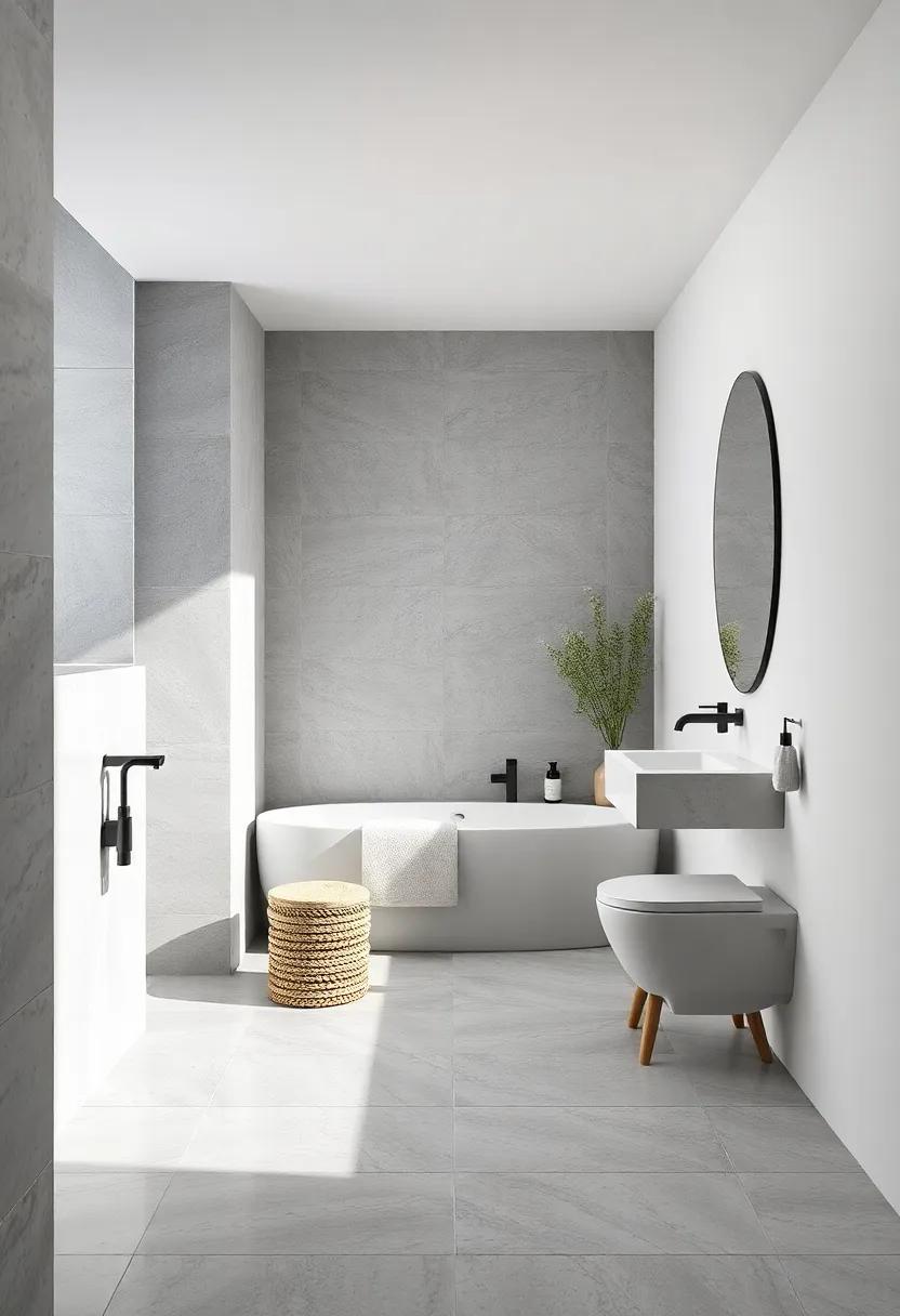 Textured Touches: Combine matte gray finishes⁢ with glossy white tiles for a dynamic contrast⁤ that ⁢enhances‌ the tactile experience of your bathroom