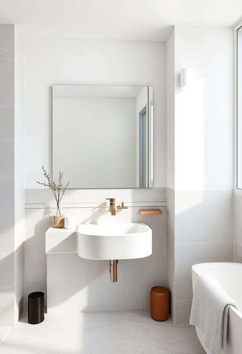 Beautiful Backsplash: ‌Enhance your sink area with ⁢a two-tone backsplash that‌ combines glossy white and matte gray tiles, offering a stylish pop of color