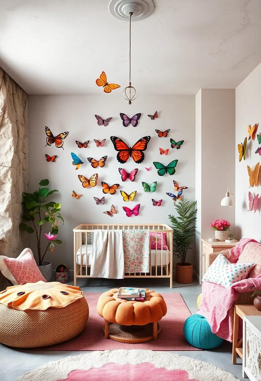 Colorful ⁢Butterflies: Hang butterfly-themed decorations that symbolize transformation and beauty, brightening up the nursery with⁣ color