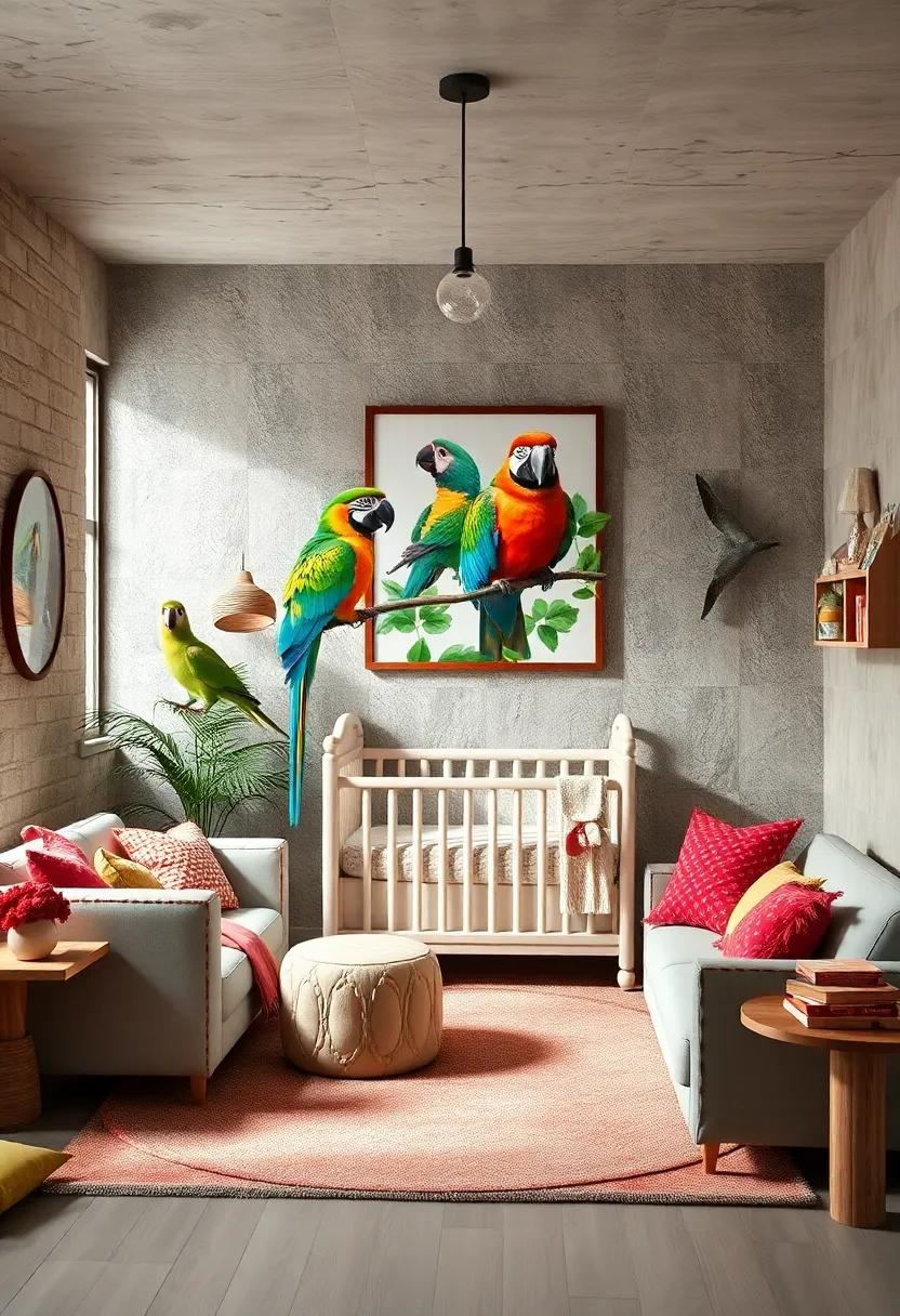joyful Parrots: incorporate colorful parrot artwork⁢ for ⁤a vibrant touch that encourages creativity and⁤ a sense of adventure