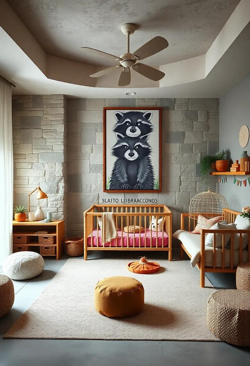 Playful⁣ Raccoons: Add quirky ⁢raccoon art that introduces a ⁢mischievous element,⁣ fostering imagination and friendly mischief